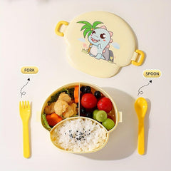 Mushroom Dinosaur Lunch Box Heat Preservation Bento Box with Fork and Spoon