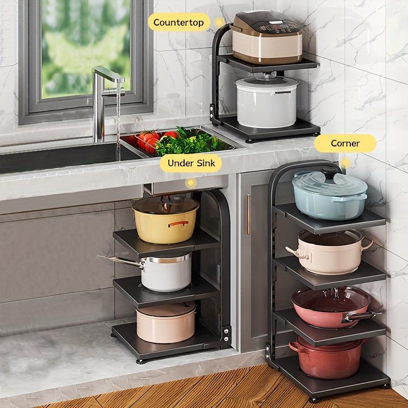 Adjustable Pan Organizer Rack For Kitchen
