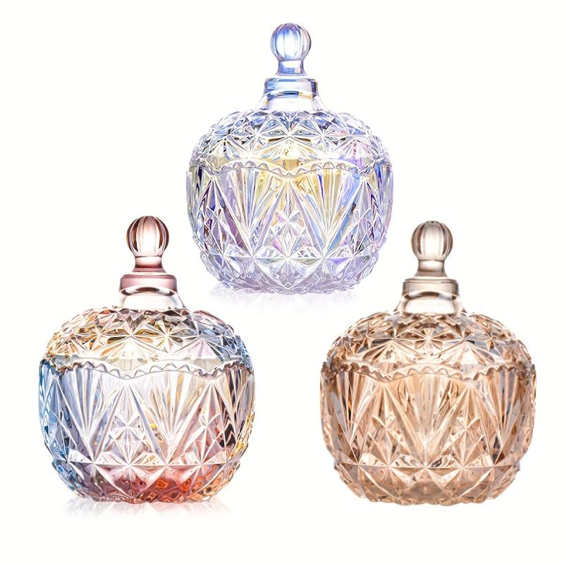Glass Crown Gypsophila Storage Jar with Lid