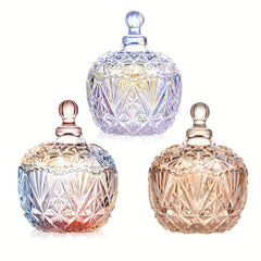 Glass Crown Gypsophila Storage Jar with Lid