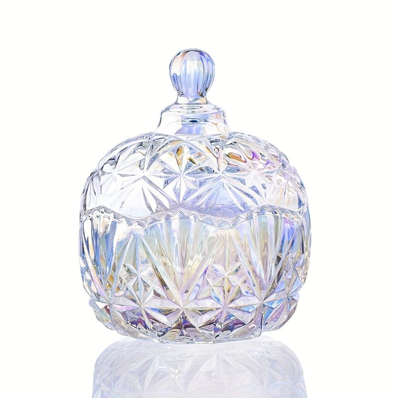 Glass Crown Gypsophila Storage Jar with Lid