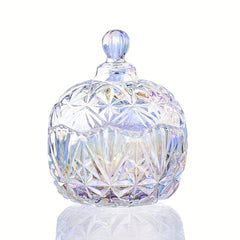 Glass Crown Gypsophila Storage Jar with Lid