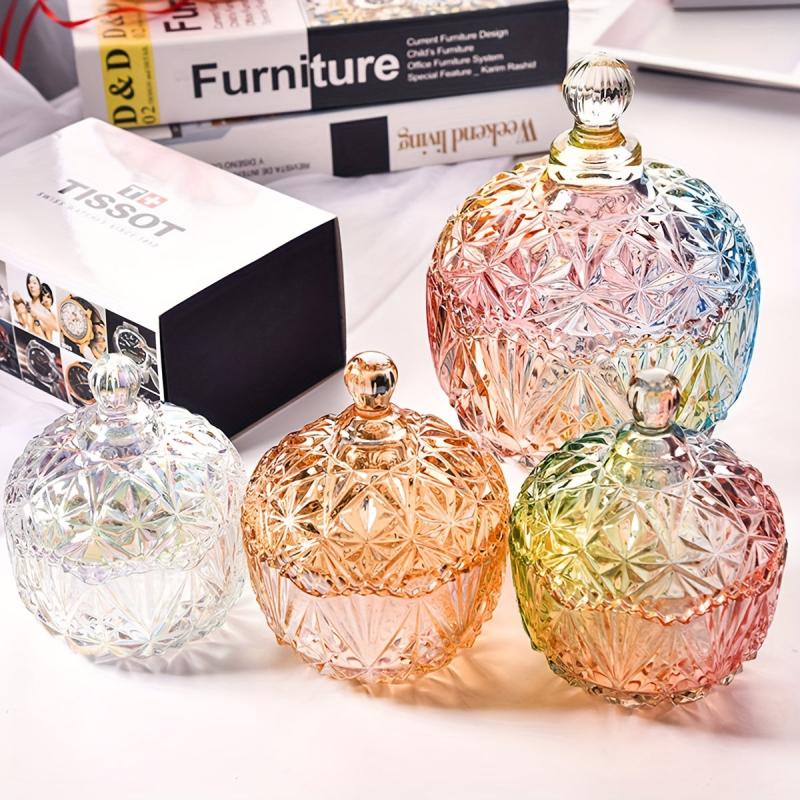 Glass Crown Gypsophila Storage Jar with Lid