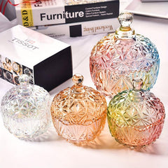 Glass Crown Gypsophila Storage Jar with Lid