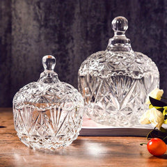 Glass Crown Gypsophila Storage Jar with Lid
