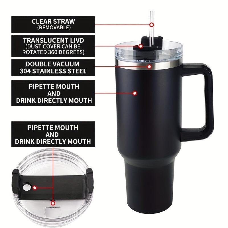 Stainless Steel Vacuum Flask 40oz with Leakproof Lid and Straw