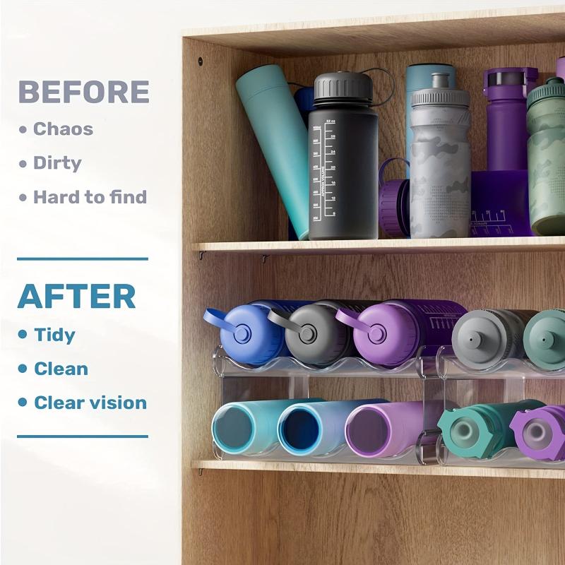 Water Bottle Organizer 2 Pack Stackable Cup Holder For Kitchen Pantry Fridge Cab