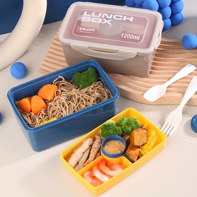 40oz Double Layer Lunch Box Leak Proof with Sauce Box Fork Spoon