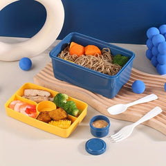 40oz Double Layer Lunch Box Leak Proof with Sauce Box Fork Spoon