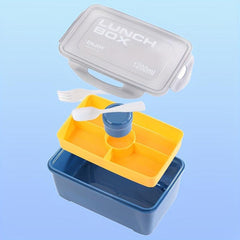 40oz Double Layer Lunch Box Leak Proof with Sauce Box Fork Spoon