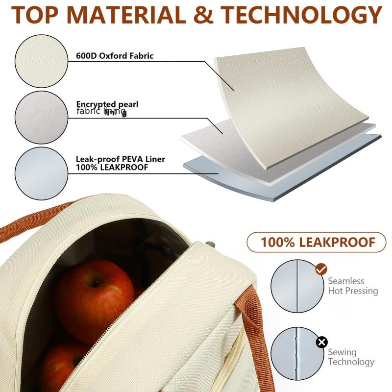Insulated Lunch Bag Waterproof Reusable Adjustable for Work School Picnic