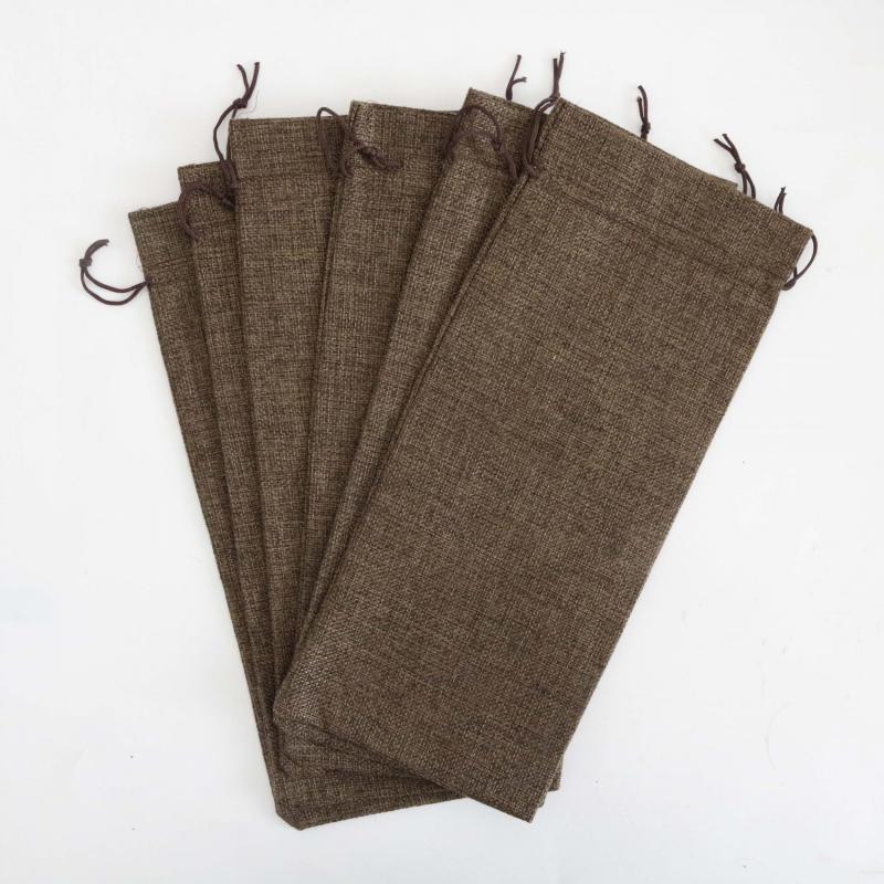 6pcs Wine Bottle Bags With Drawstring Twine Bundle Champagne Wine Packaging Bag