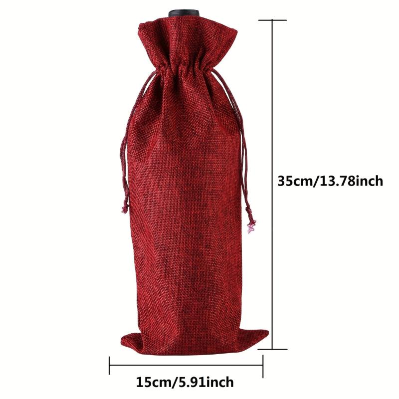 6pcs Wine Bottle Bags With Drawstring Twine Bundle Champagne Wine Packaging Bag