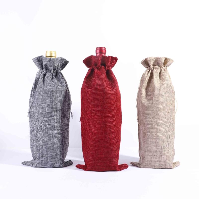 6pcs Wine Bottle Bags With Drawstring Twine Bundle Champagne Wine Packaging Bag