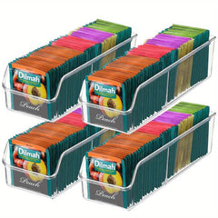 Plastic Condiment Organizer & Tea Bag Holder Storage Caddy Clear Bins