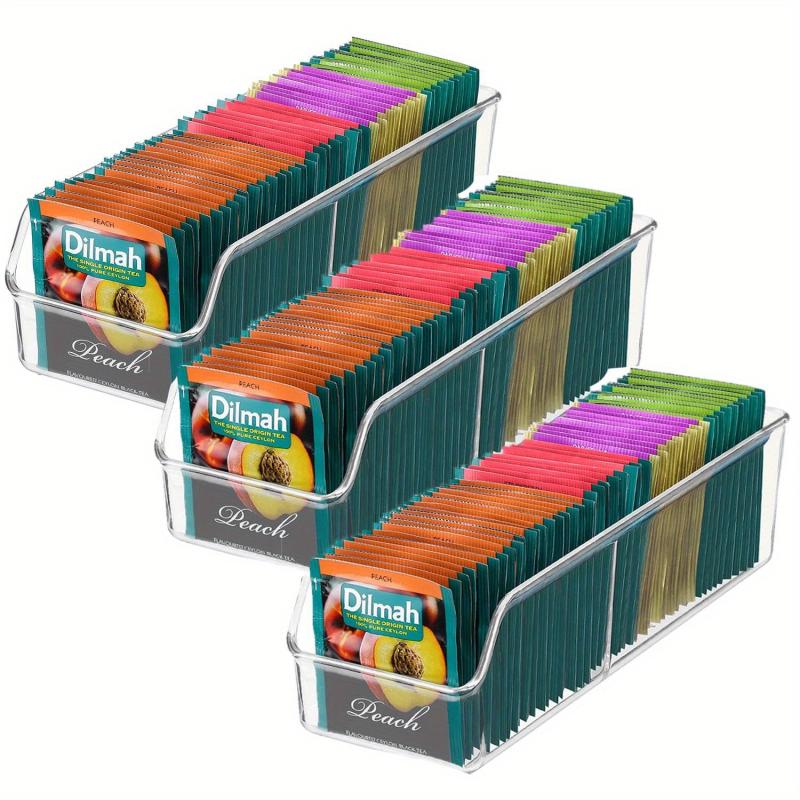 Plastic Condiment Organizer & Tea Bag Holder Storage Caddy Clear Bins