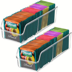 Plastic Condiment Organizer & Tea Bag Holder Storage Caddy Clear Bins