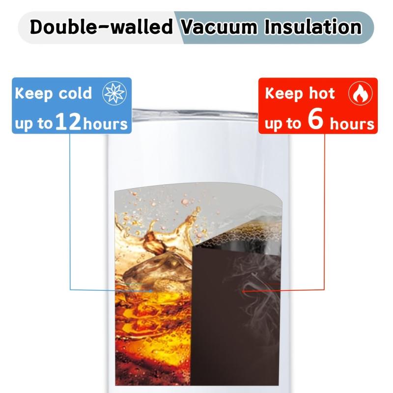 20oz Stainless Steel Insulated Sublimation Cups Blank w/ Lid & Straw