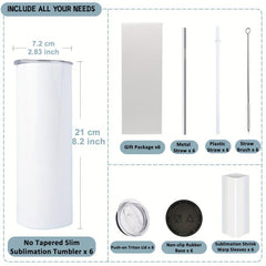 20oz Stainless Steel Insulated Sublimation Cups Blank w/ Lid & Straw