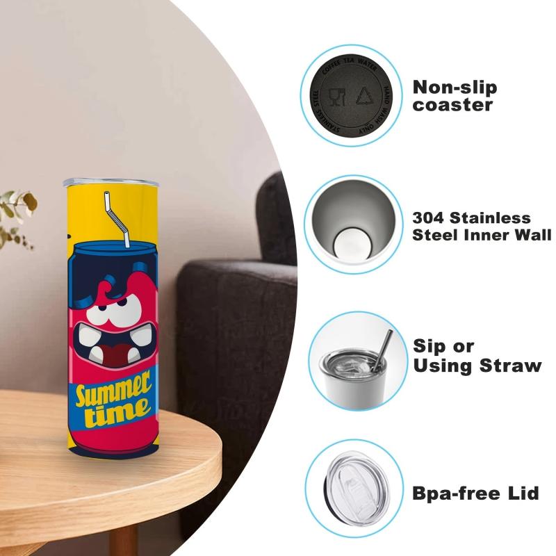 20oz Stainless Steel Insulated Sublimation Cups Blank w/ Lid & Straw