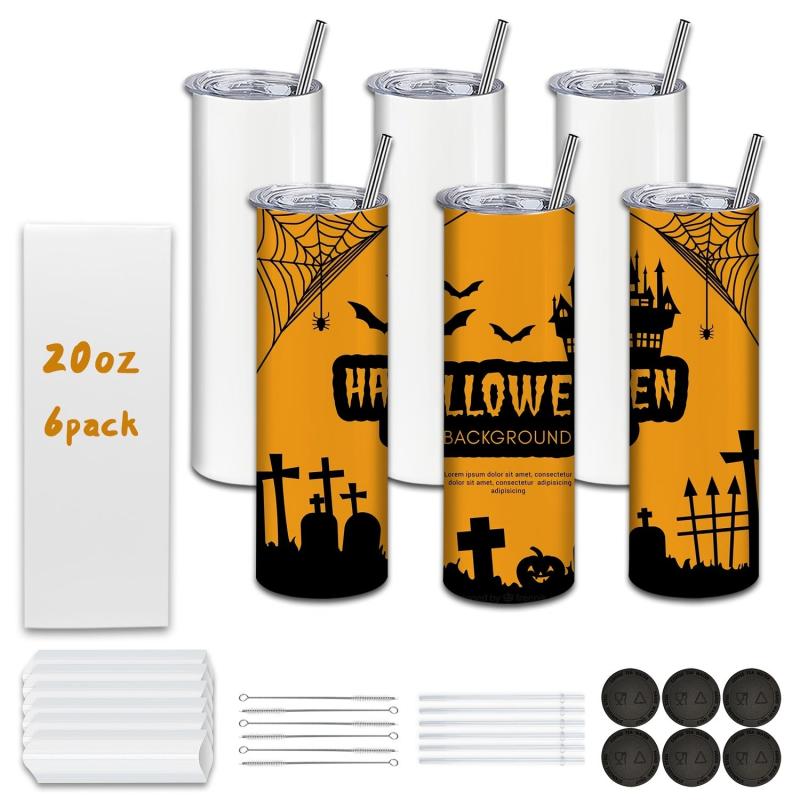 20oz Stainless Steel Insulated Sublimation Cups Blank w/ Lid & Straw