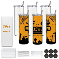20oz Stainless Steel Insulated Sublimation Cups Blank w/ Lid & Straw