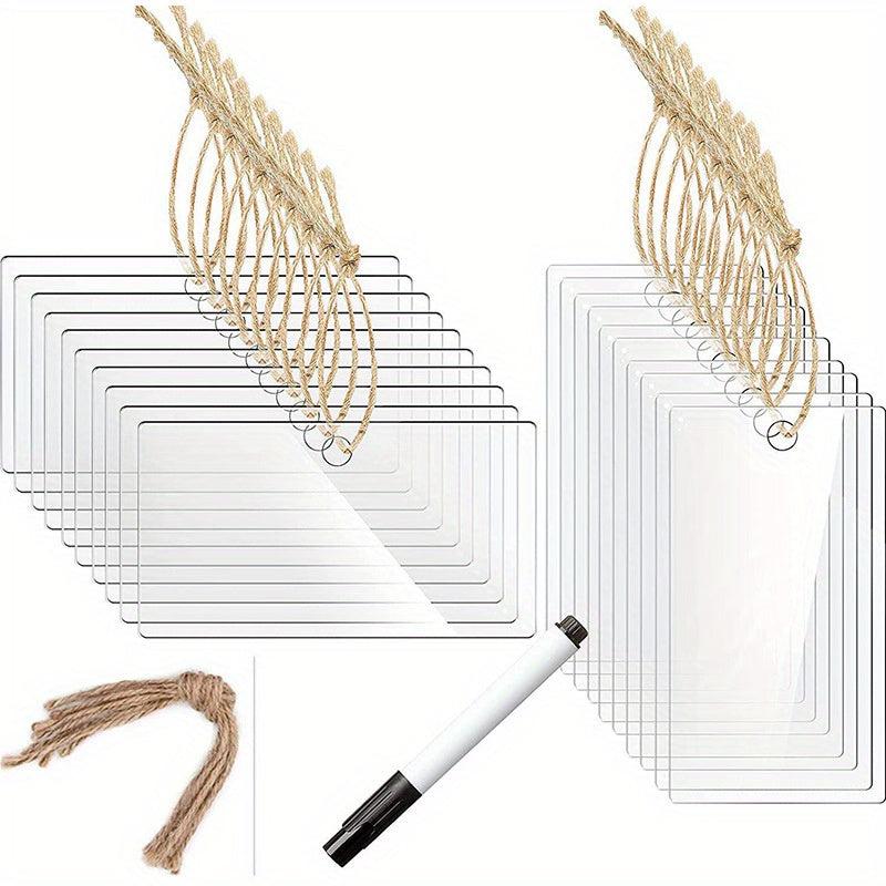 20pcs Blank Transparent Label With Erasable DIY Hanging Display Board Kitchen