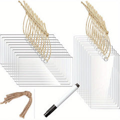 20pcs Blank Transparent Label With Erasable DIY Hanging Display Board Kitchen