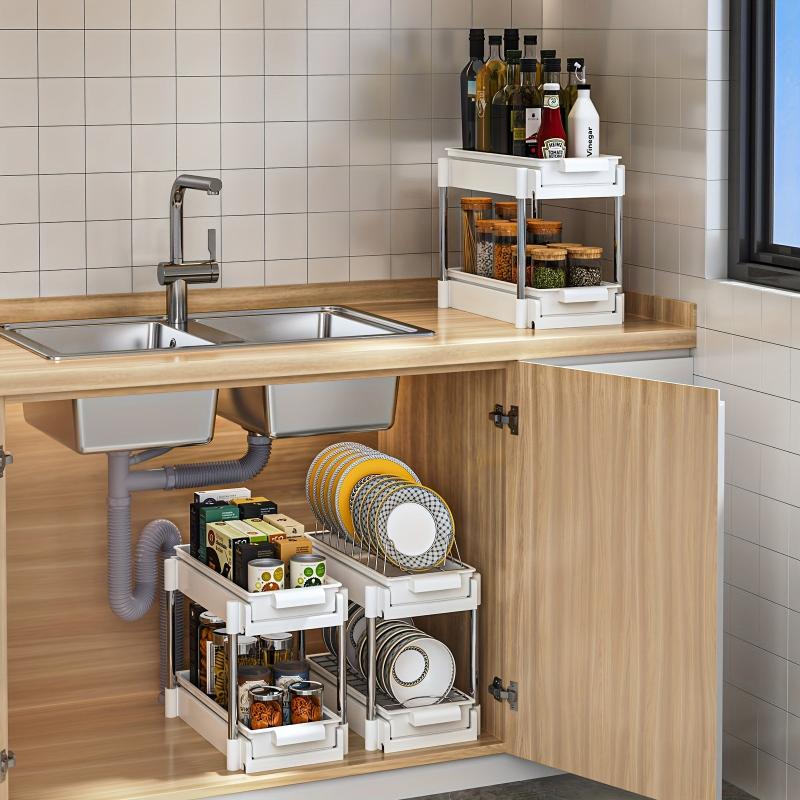 Zendar Under Sink Organizers Seasoning Rack Sliding Basket Organizer