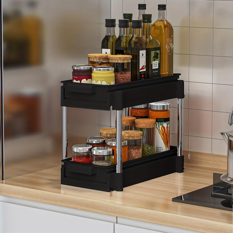 Zendar Under Sink Organizers Seasoning Rack Sliding Basket Organizer