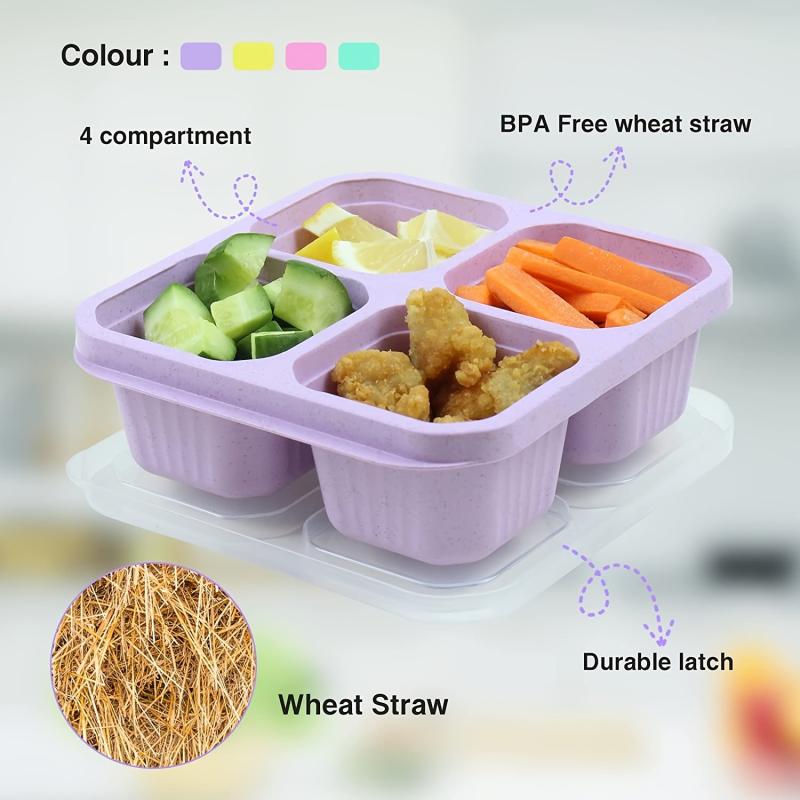 Wheat Straw Snack Container Leakproof Bento Box
