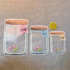 5pcs Reusable Mason Jar Bottles Bags Leak-proof Portable Food Storage Bag