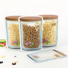 5pcs Reusable Mason Jar Bottles Bags Leak-proof Portable Food Storage Bag