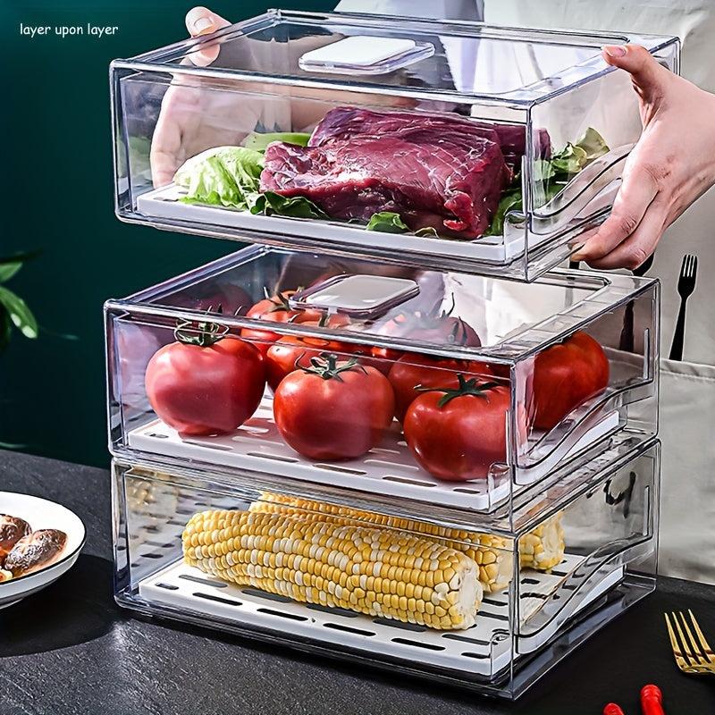 Drawer Type Refrigerator Storage Box with Drain Pad