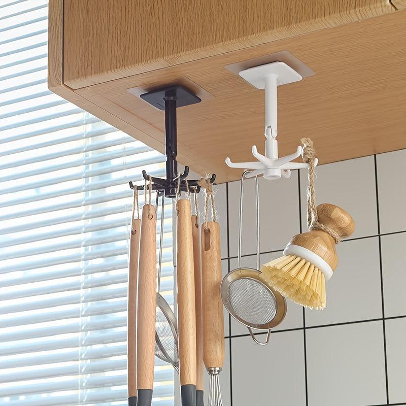 360 Degree Rotating Six claw Hook Storage Hanging Rack