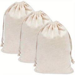 3pcs Linen Bread Bag Drawstring Reusable Fresh-keeping Kitchen Supplies