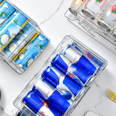 Refrigerator Soda Can Dispenser Holder 2 Layer Organizer Clear Plastic