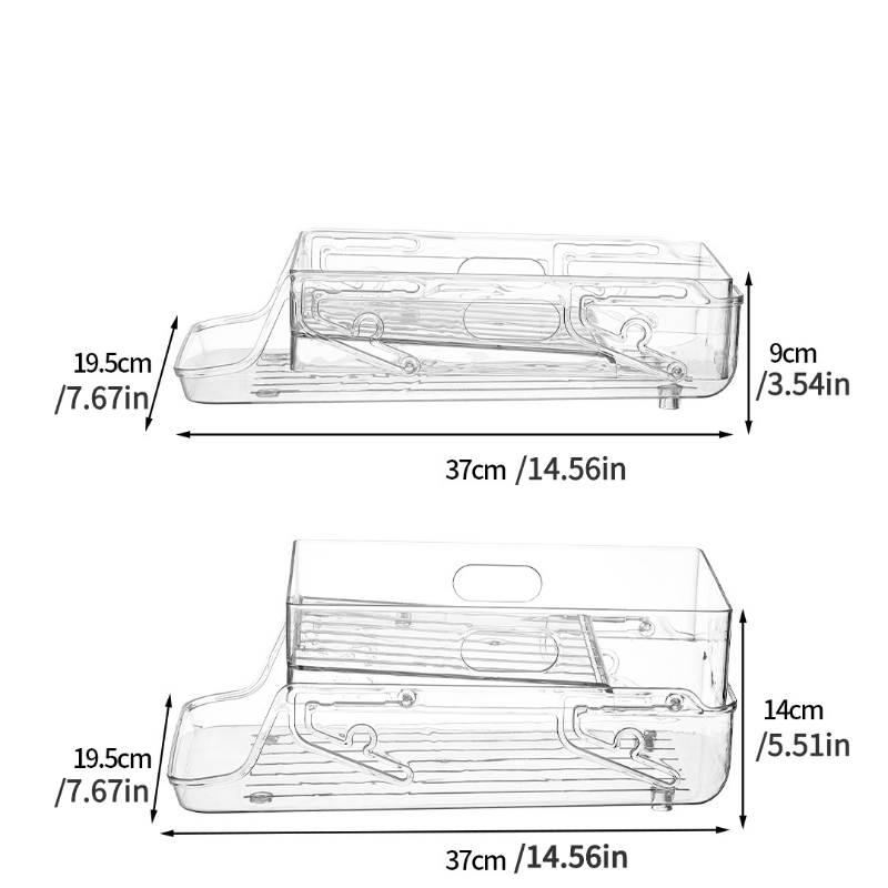 Refrigerator Soda Can Dispenser Holder 2 Layer Organizer Clear Plastic