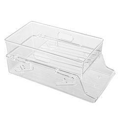 Refrigerator Soda Can Dispenser Holder 2 Layer Organizer Clear Plastic