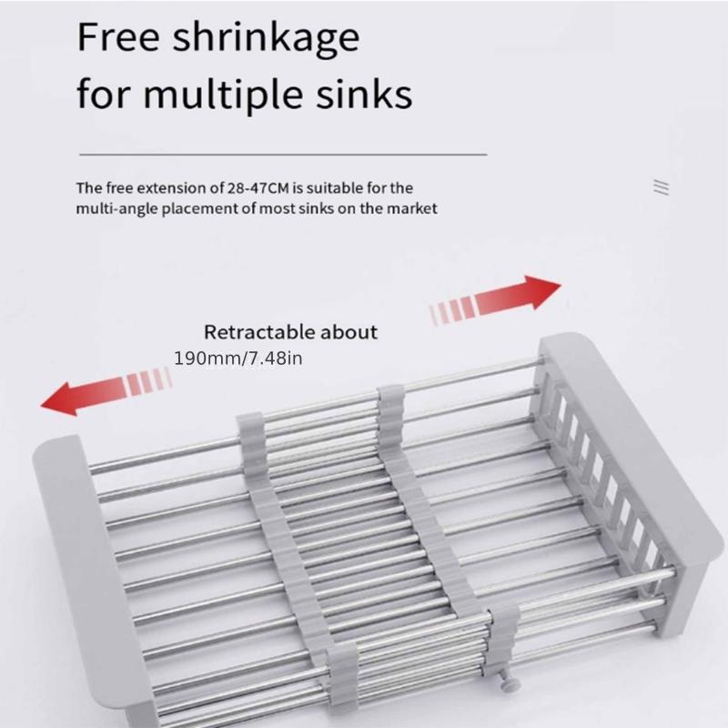 Kitchen Sink Drain Basket Rag Rack Drain Rack Telescopic Tableware Drain Rack