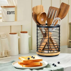 360 Degree Rotating Fork And Spoon Storage Rack Large Round Cutlery Rack