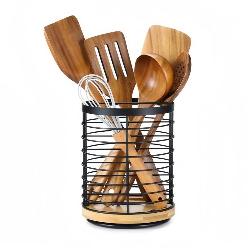 360 Degree Rotating Fork And Spoon Storage Rack Large Round Cutlery Rack