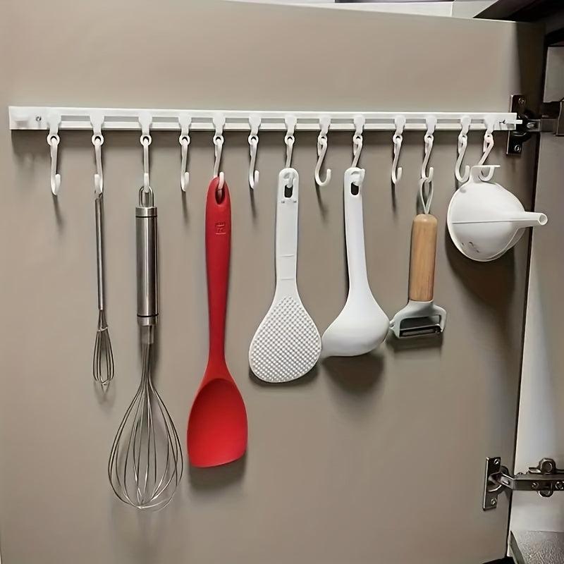 Kitchen Storage Shelf With Ten Hooks Wall Mounted Hook Shelf For Cabinet Hook