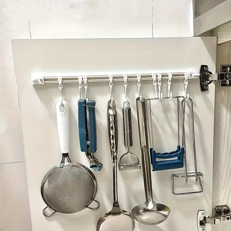 Kitchen Storage Shelf With Ten Hooks Wall Mounted Hook Shelf For Cabinet Hook
