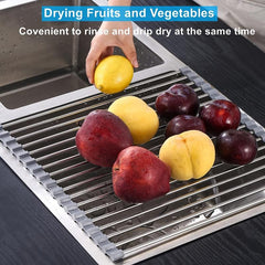 Rollable Cutlery Drying Rack Kitchen Stainless Steel Wire Drainer