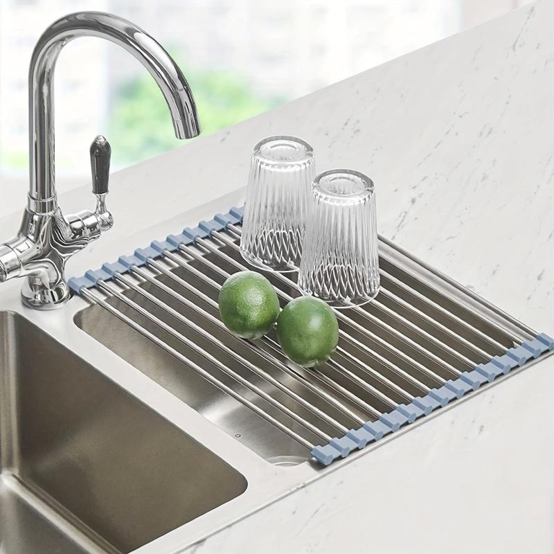 Rollable Cutlery Drying Rack Kitchen Stainless Steel Wire Drainer