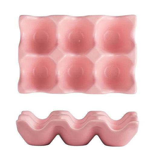 6-grid Ceramic Egg Holder Shockproof Food Storage Box