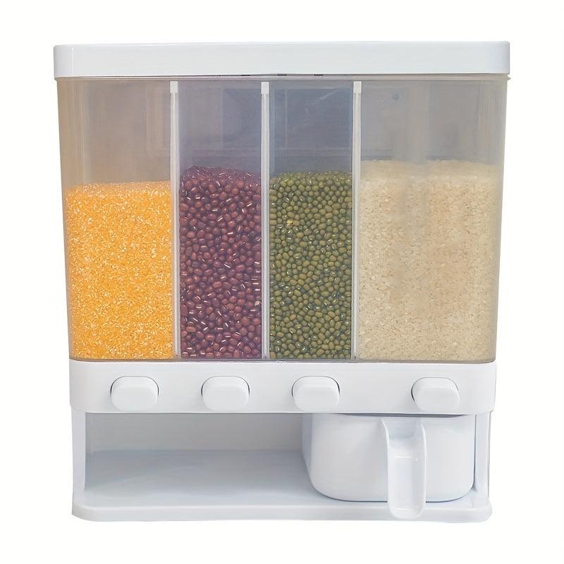 Coarse Cereals Containers 4-Grid Wall Mounted Rice Bucket
