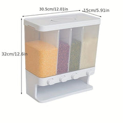 Coarse Cereals Containers 4-Grid Wall Mounted Rice Bucket