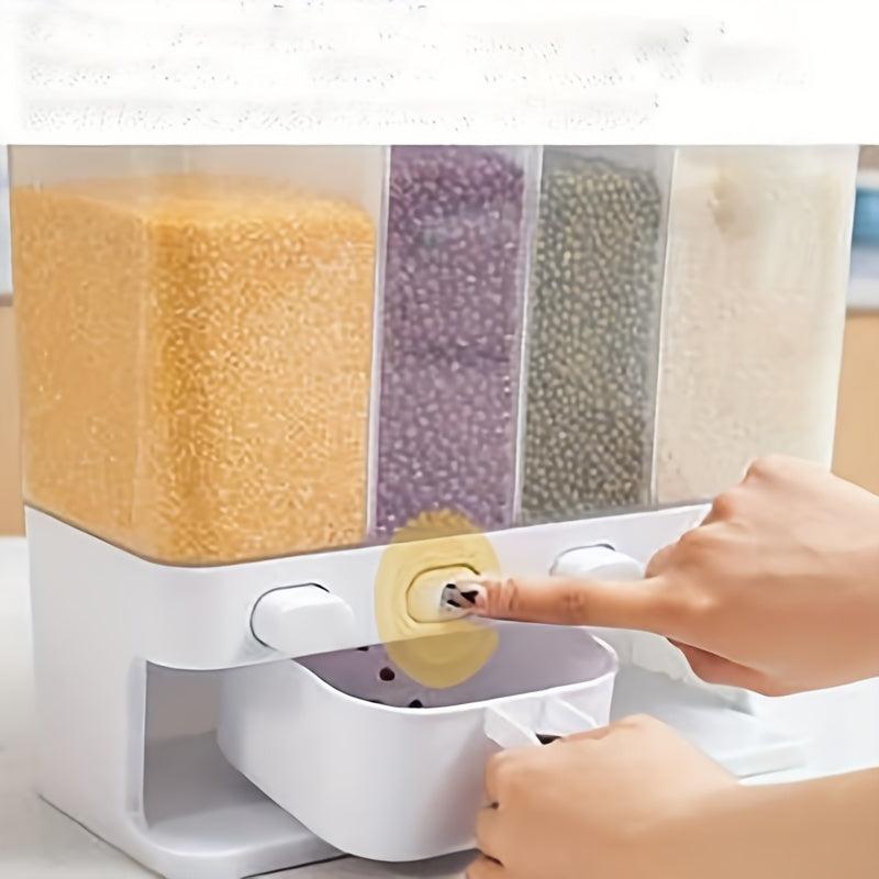 Coarse Cereals Containers 4-Grid Wall Mounted Rice Bucket